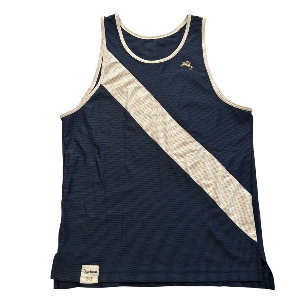Tracksmith Van Cortlandt Men's Small Navy 2:09 Mesh Running Singlet Tank Top